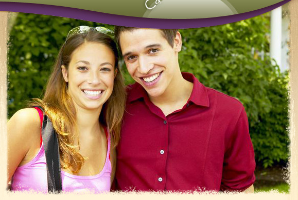 teen boy and girl smiling